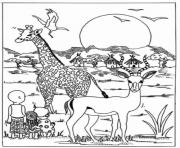 Printable giraffe in africa park animal sb81b coloring pages