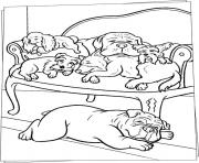 Printable sleeping dogs on sofa animal coloring pagesb46c coloring pages