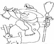 Printable snowman and animals s free744b coloring pages