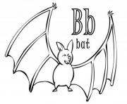 Printable bat animal in b alphabet s92d7 coloring pages