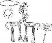 Printable giraffe animal in love animal sbc42 coloring pages
