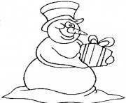 Printable snowman bring a gift christmas df1e coloring pages