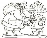 Printable santa gives a girl beautiful doll christmas 3557 coloring pages