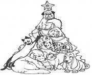 coloring pages christmas tree and dogs23ef