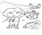 Printable dora and boots enjoying ice cream s7384 coloring pages