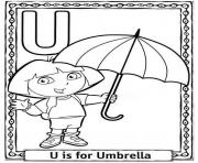 Printable dora cartoon alphabet s free umbrella2b65 coloring pages