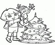 Printable dora the explorer christmas tree s6f85 coloring pages