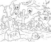 Printable spooky graveyard halloween s free948a coloring pages