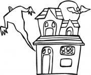 Printable ghost and haunted house halloween s freea886 coloring pages