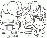 Printable hello kitty in a zoo c45e coloring pages