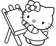 Printable hello kitty learning how to pain b782 coloring pages