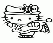 Kitty Christmas Ice Skating Coloring Pages Printable Cute 650d