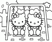 hello kitty in a swing 2a07 coloring pages