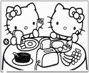 Printable hello kitty having breakfast c651 coloring pages