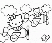 Printable friends and hello kitty s airplaneb18a coloring pages