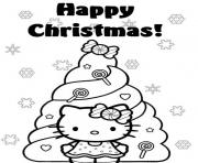 Printable happy christmas hello kitty s christmas tree0e4e coloring pages