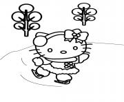 Kitty Holding Candy Cane Coloring Pages Printable Free Winter Skatingb521