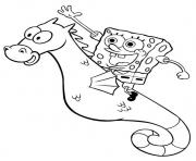 Printable cartoon spongebob riding seahorse bc7c coloring pages
