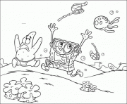 Printable spongebob chased by jelly fish coloring page8375 coloring pages