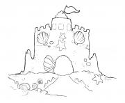 Printable sand castle with shells coloring page3439 coloring pages