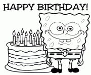 Spongebob Coloring Pages Free Printable Birth Day Cake Pagea3d6 Happy