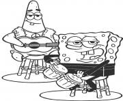 Printable playing music patrick and spongebob s freebaef coloring pages