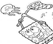 Printable spongebob catching jellyfish s4c7c coloring pages