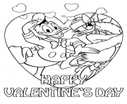 Printable donald duck and daisy on valentine day disney sf960 coloring pages