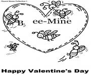 Printable bee mine free valentines s0211 coloring pages
