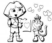 Printable dora and boots valentine s0624 coloring pages