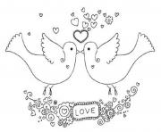 Printable two dove valentine 5537 coloring pages