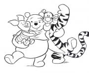 Printable tiger piglet and pooh hugging each other pagef186 coloring pages