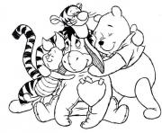 Printable pooh and friends hugging each other23a1 coloring pages