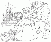 Printable belle and beast in a beautiful night disney princess f430 coloring pages