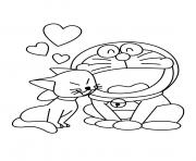Printable doraemon in love b314 coloring pages