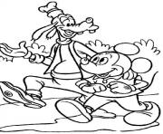 Printable mickey and goofy walking disney f737 coloring pages
