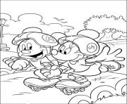 Printable mickey and minnie on roller skate disney c61b coloring pages