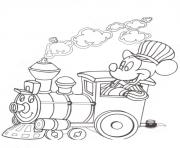 Printable mickey on train disney 4de1 coloring pages