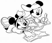 Printable minnie and mickey study together disney 2dd1 coloring pages