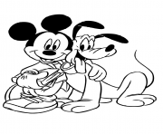 Printable mickey loves pluto disney 5e10 coloring pages