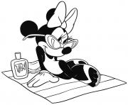 Printable minnie tanning in beach disney 1106 coloring pages