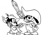 Printable baby mickey and goofy with wooden swords disney s6a3a coloring pages