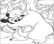 Printable mickey hugged by a bear disney 1cd8 coloring pages
