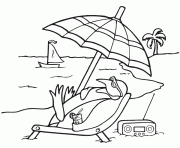 Printable penguin in a beach a61d coloring pages
