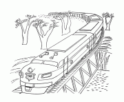 Printable Train Passing A Bridge 2fa5 coloring pages