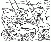 Printable ariel in swing under water disney princess s8725 coloring pages