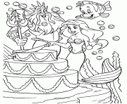 Printable ariel having her birth days cake disney princess s9cd0 coloring pages