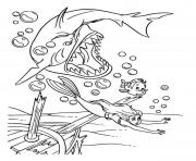 Printable bad shark chasing ariel disney princess s72b4 coloring pages