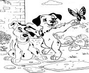 Printable dalmatians chasing a butterfly 3b57 coloring pages