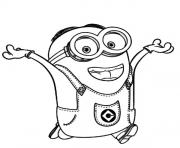 Printable Dave The Minion is Happy coloring pages